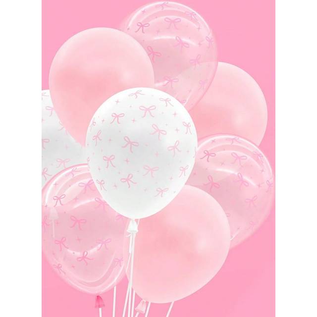 SHEIN 60/30/15/3Pcs 12inch Pink Latex Bow Balloons For Bachelorette Decorations, Bow Theme Birthday Party, Bridal Engagement Decor, Cute Supplies
