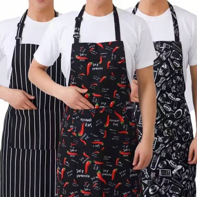 SHEIN 1pc Adjustable Adult Apron Striped Restaurant Chef Apron Outdoor Camping Picnic Kitchen Cook Aprons