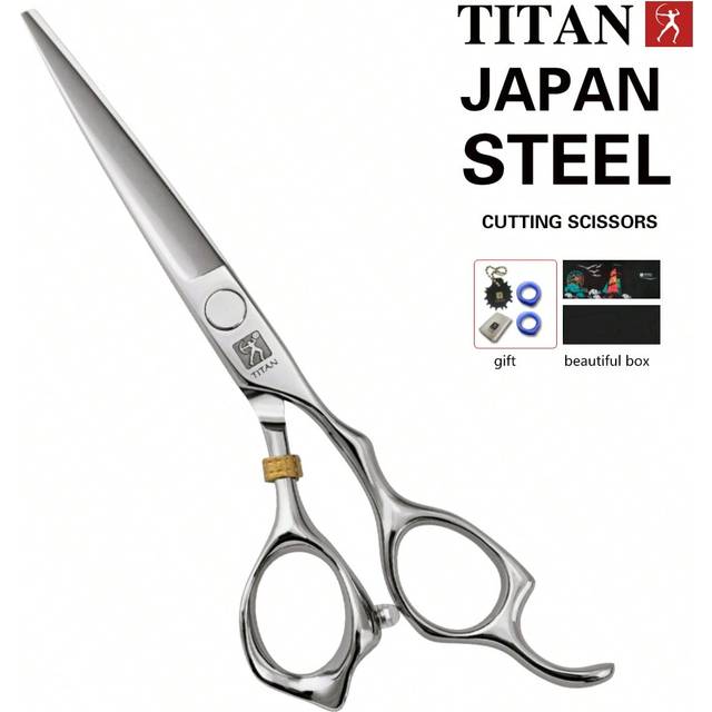TITAN HIRLD TITAN Professional Hairdressing Scissors, Size: 5.5&#34;/ 6&#34;/ 6.5&#34; Japanese 440C Stainless Steel Straight Shears, Including 2pcs Finger Rings, 1pc Adjustm