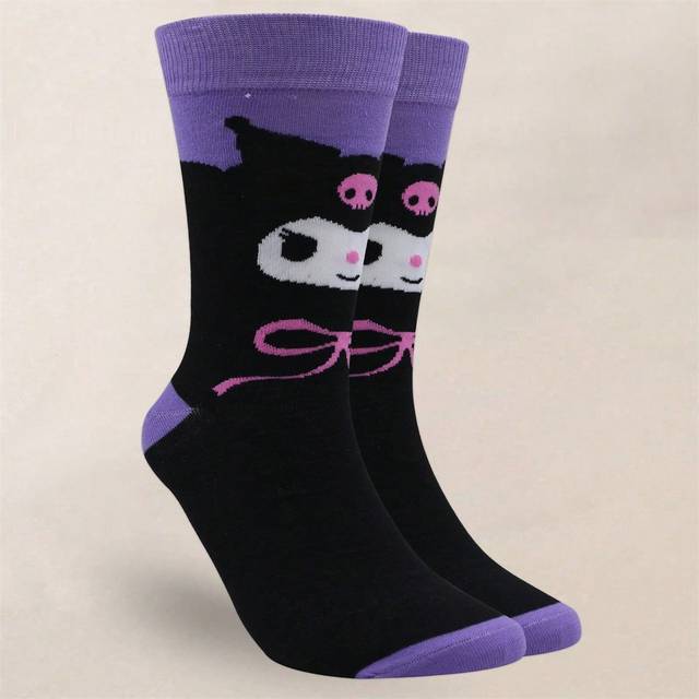Sanrio Sanrio Hello Kitty, Kuromi 1 Pair Of Women&#39;s/Couple Mid Length Socks, Personalized, Fun, Rich And Colorful, Creative Anime Cartoon Design, Holiday Gif