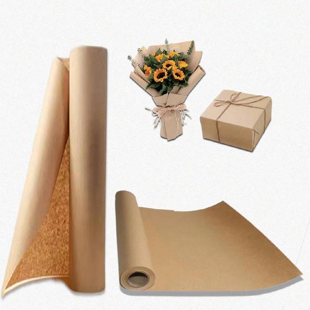 SHEIN Brown Kraft Paper Roll, Solid Color Gift Wrapping Paper, For Gift Packaging, Flower Wrapping Paper, Crafts, Transportation And Moving, Wrapping Paper,