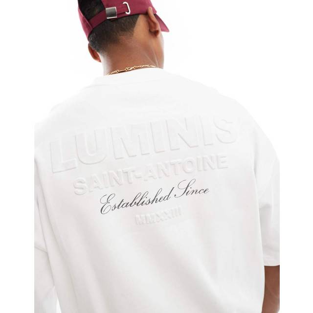 River Island Short Sleeve Os Luminis Embossed T-shirt - White, White, Size L, Men
