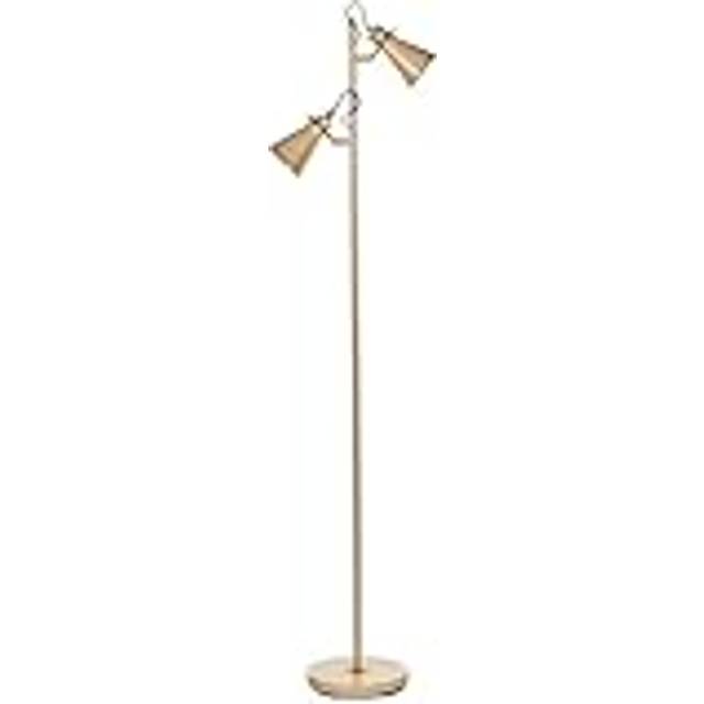 Industrial 2 Light Floor Lamp Metal Adjustable Shades Beige Moyola