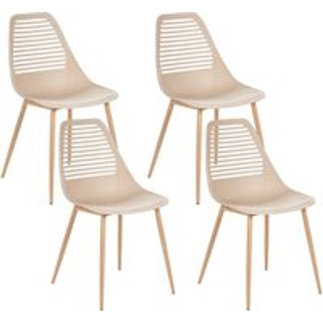 Matsalsstol Montello set om 4 Beige-Ljust Trä - Matstol & köksstol Beige