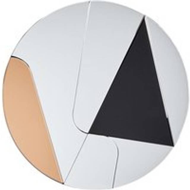 Beliani - Decorative Wall Mirror Round Frameless Abstract Coloured Glass ø 80 cm Gold and Black Trouville