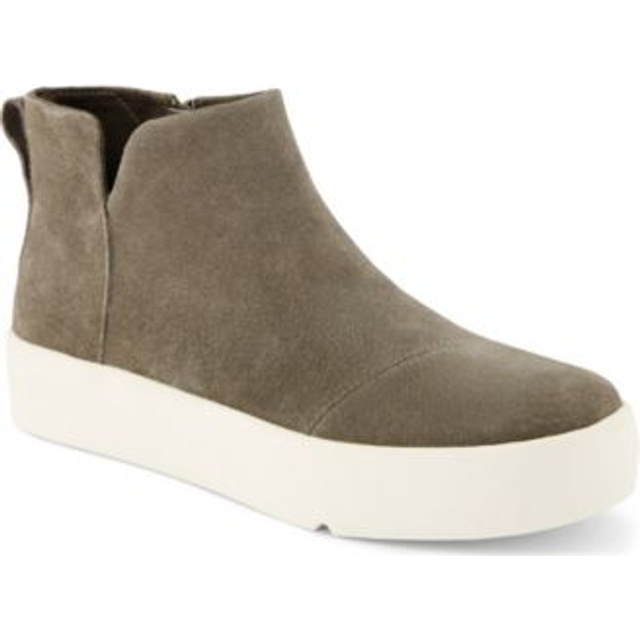TOMS Women's Verona Mid Platform Trainer - Dark Green Suede Sneaker in Olive, Size 4.5