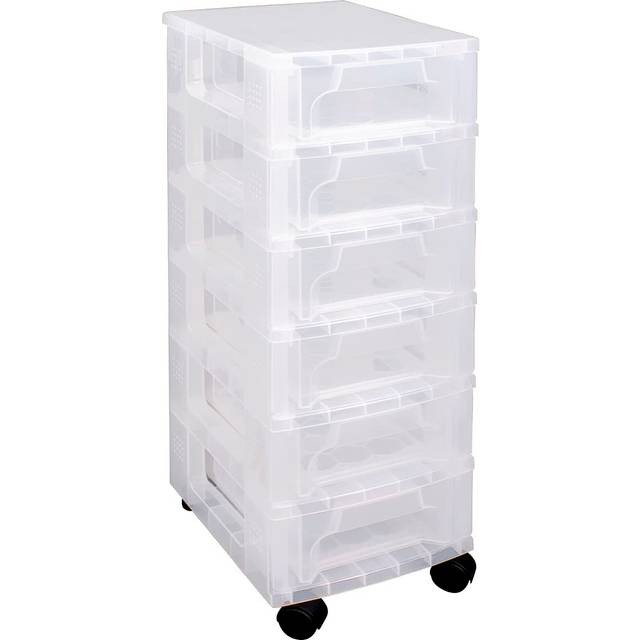 Really Useful Plastic Storage Box Slimline Storage Tower 6x3.5 Litre Clear Frame with Drawers