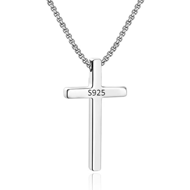 M MOOHAM 925 Sterling Silver Cross Chain for Men Sterling Silver Cross Necklace Jewelry for Men