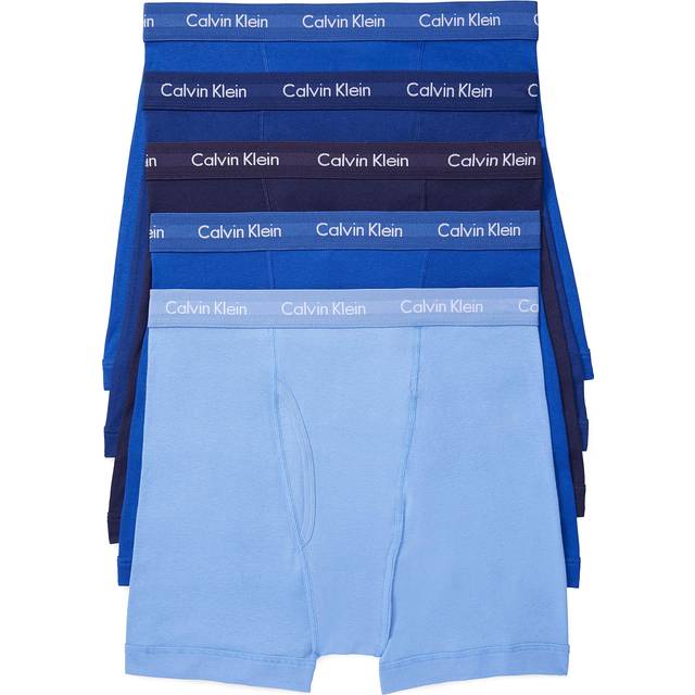 Calvin Klein Men's Cotton Classics 5-pack Boxer Brief  2 Mazarine Blue  1 Periwinkle  1 Dark Night  1 Evening Blue  Medium