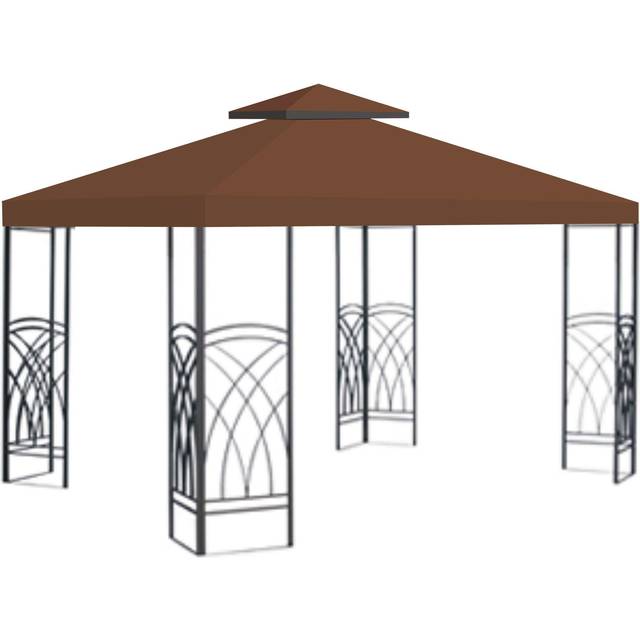 Benefitusa Canopy Only 10'x10' Replacement Gazebo Top Canopy Patio Pavilion Cover Sunshade Plyester Double Tier - Brown