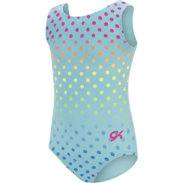 GK Stars Gymnastics & Dance Leotard for Girls and Toddlers - Activewear One Piece Outfit in Fun Colorful Prints (Child Small, Polka Dot Party)