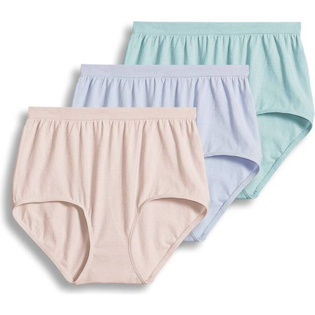 Jockey Women's Underwear Comfies Cotton Brief - 3 Pack  Teal Blue/Periwinkle/Peach Rose  9