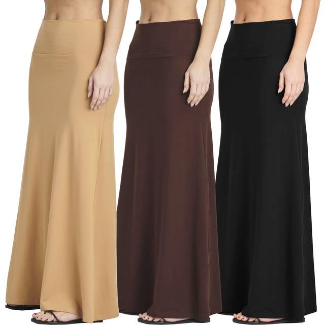 Womens Casual Maxi Length Long Skirt Skirts Summer Flowy Faldas Mujer Skirts Spring Pencil Tummy Control High Waist Ladies Modest