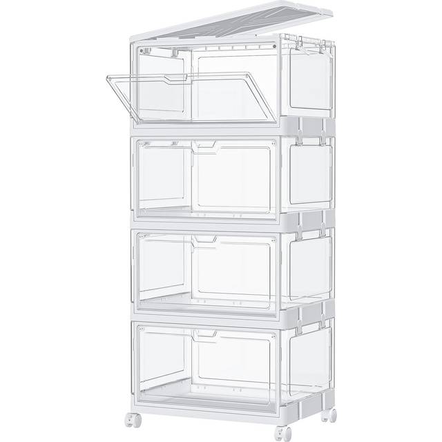 SNSLXH Clear Storage Bins with Lids & Wheels  Stackable Plastic Craft Containers  Large Closet Organizers Box for Bedrooms Living Rooms 24 QT  4Tiers
