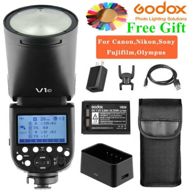 Godox V1 Flash V1C V1N V1S V1F V1O TTL 1/8000s HSS Speedlite Flash with X2T-C/N/S/F/O Trigger for Canon Nikon Sony Fuji Olympus - V1 Only