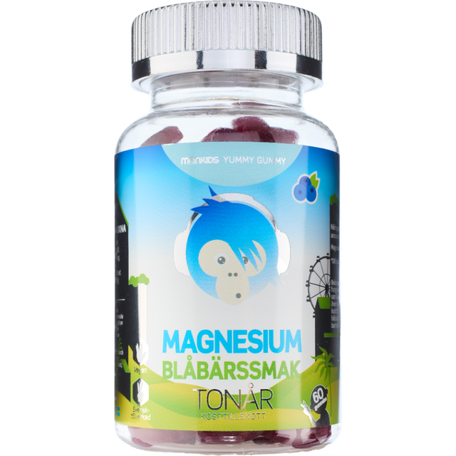 Monkids Magnesium Tonår Blåbär 60 tuggtabletter