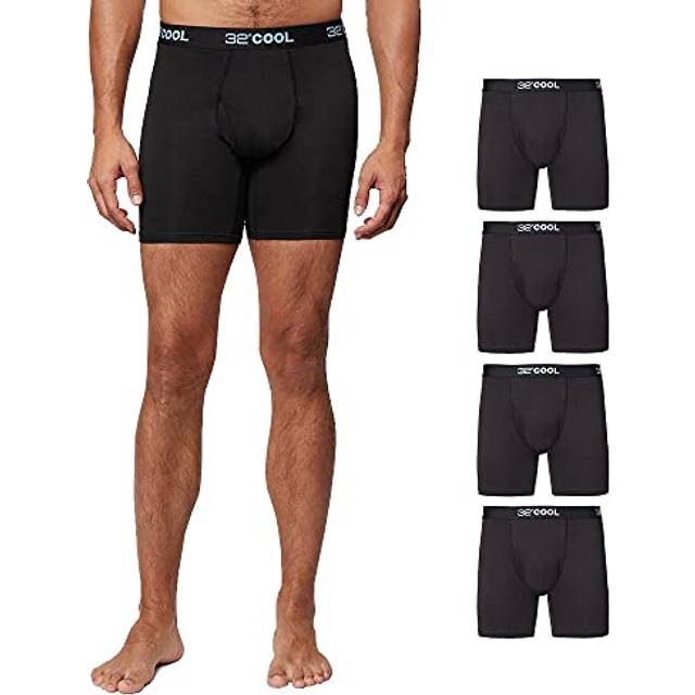 32 Degrees COOL Mens 4-PACK Quick Dry Performance Boxer Brief With Comfort Elastic Waistband  4 Black  Small
