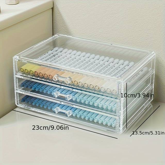 TEMU Acrylic Desk Organizer With Drawers, Transparent Large Capacity Storage Box, Creative Student Pen Holder, Stationery Tape Organization, Multipurpose Office Desk Accessory