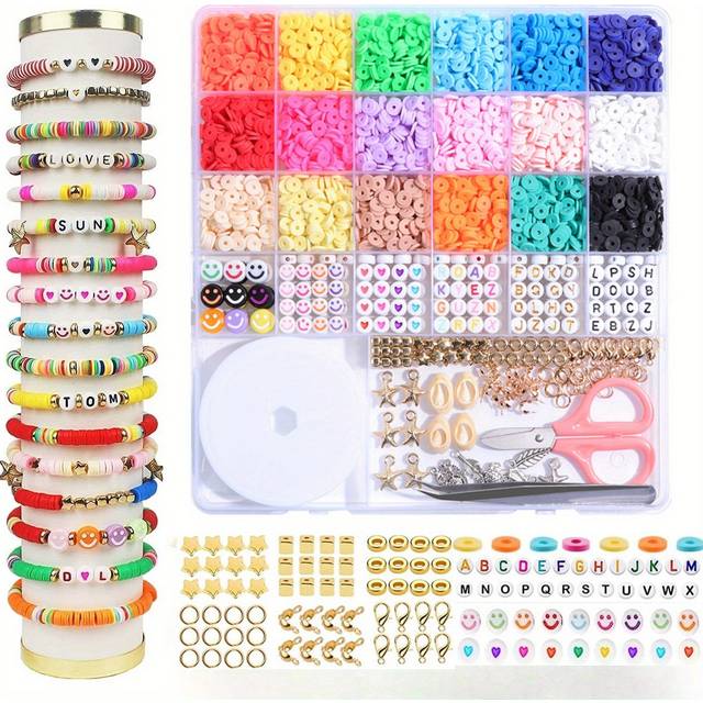 TEMU 5120pcs Polymer Clay Beads Bracelet Making Kit - 18 Vibrant Colors With Charms, Metal Findings & Tools, Crafting Set For Friendship Bracelets & Gifts, Bracelet Making Supplies