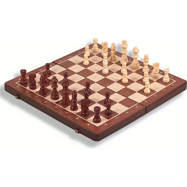 TEMU Large 15.3 Inch/39cm Premium Wooden Chess Board With Extra Queen Pieces - Ideal For Competitive Chess Play