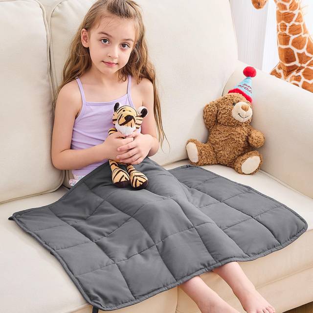"yescool Weighted Lap Pad 2 Pounds Cooling Weighted Lap Blanket, Grey Small Weighted Blanket, Weighted Throw Blanket for Travel Indoor Outdoor, 20""x30"""