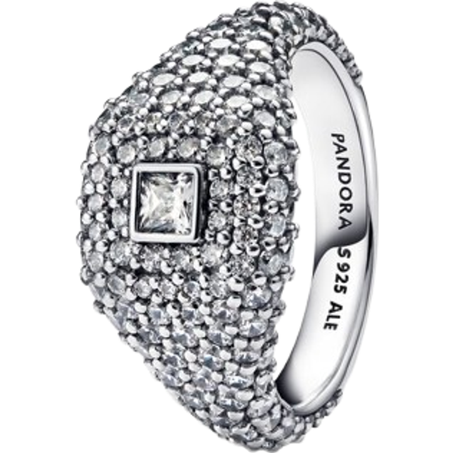 Pandora Rings - Pavé-Quadrat Cocktailring - silver - Rings for ladies - 56