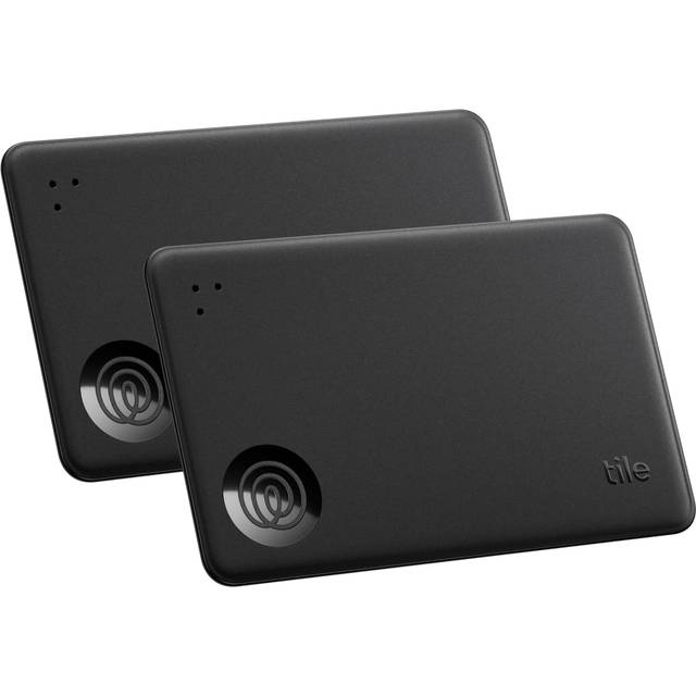Tile by Life360 Slim (2024) – Plånbokssökare, Bluetooth-bricka och spårare för bagagelappar, pass med mera. Både iOS- och Android-kompatibelt. Telefonspårare. 2-pack (Svart)