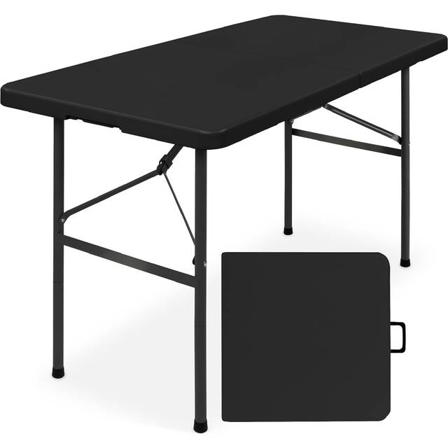 Simpli-Magic 4ft Plastic Folding Table  Indoor Outdoor Heavy Duty Portable w/Handle  Lock for Picnic  Party  Camping - Black