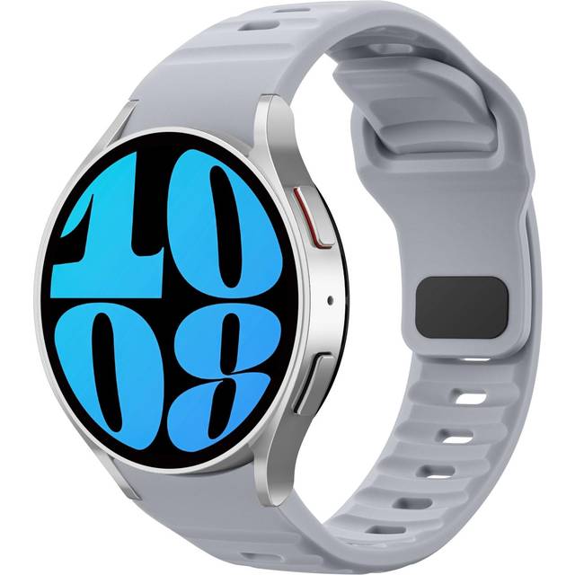 MoKo Rugged No Gap Straps Compatible with Samsung Galaxy Watch 7 FE 6 5 4 Strap 40mm 44mm/Watch 6 4 Classic 43mm 47mm 42mm 46mm/Watch 5 Pro 45mm, Silicone Replacement Sport Band Men, Light Gray