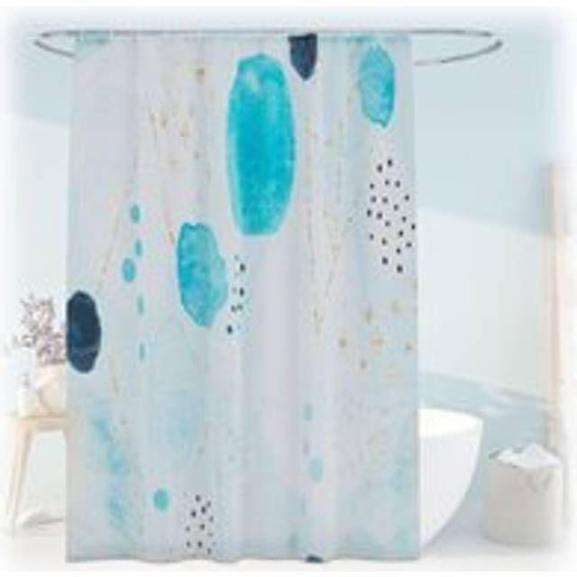 Shower Curtain, Patterned, 180 x 200 cm, Mould Resistant, Washable, 12 Rings, for Bathtub, Multicoloured - Relaxdays