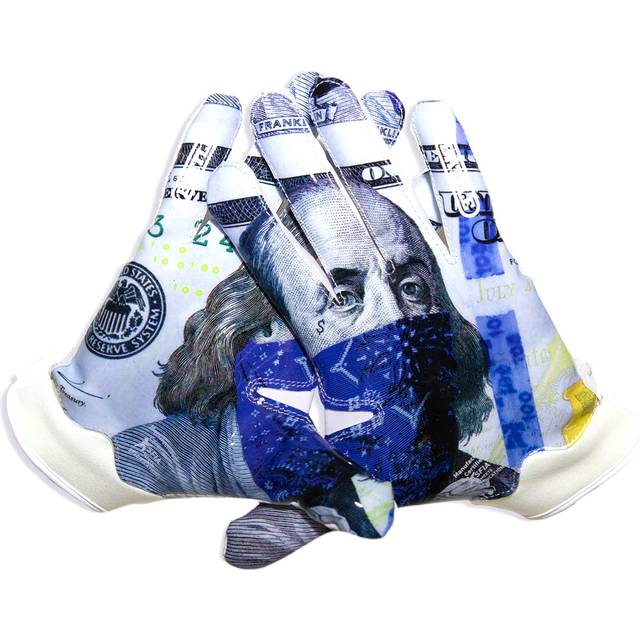 Battle Sports Blue Strips Doom 1.0 Wide Receiver Football Gloves - Adult and Youth Football Gloves - Ultra Grip Gloves