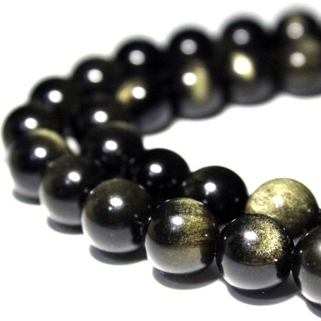 MJDCB Rare Collection Natural Stone Beads Gold Obsidian Round Loose Beads for Jewelry Making DIY Bracelet Necklace (6mm)