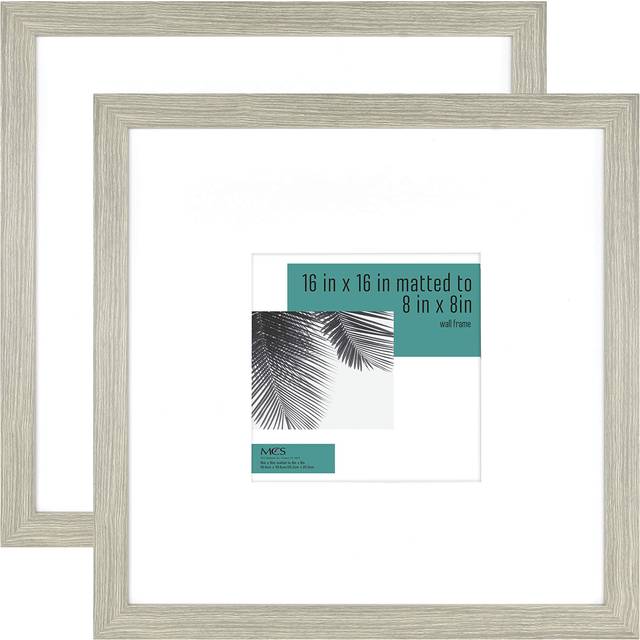 MCS Studio Gallery 16x16 Matted to 8x8 Picture Frame Gray Woodgrain  Square Photo Frame for Photos  Posters & Art Prints (2-Pack)