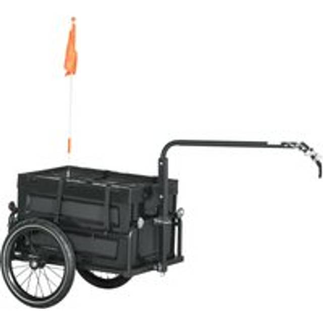 HOMCOM Bicycle Trailer with Foldable Storage Box and Pneumatic Tyres - Blue - Black | TJ Hughes