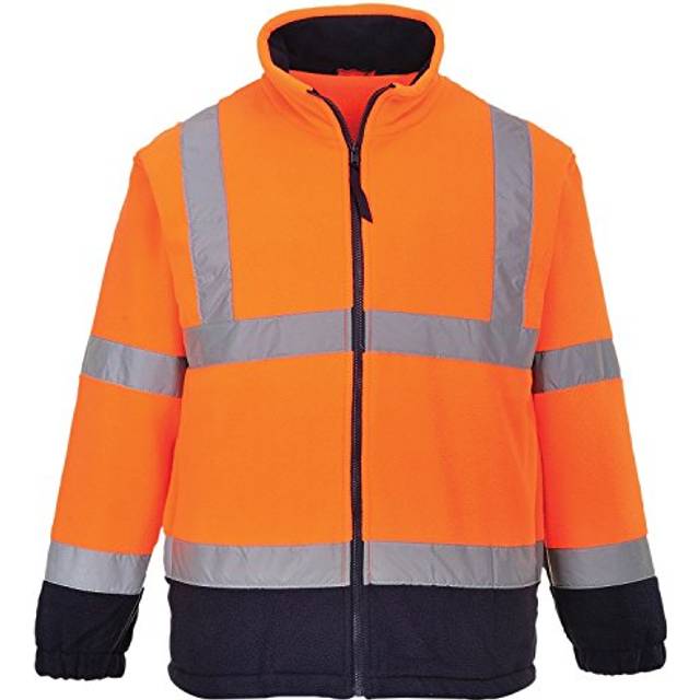 (L, Orange/ Navy) Portwest Mens Lined Hi Vis Fleece Jacket