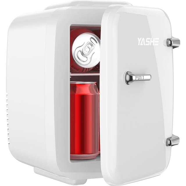 YASHE Minikylskåp, 4 l kosmetiskt litet kylskåp för sovrum, AC 220 V/DC 12 V för bil, kyl och värme för sovrum, bärbar för kontor, skrivbord (vit)