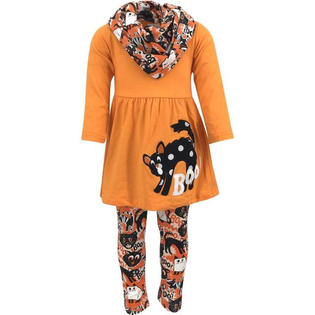Unique Baby Girls 3 Piece Halloween Black Cat Legging Set (8/XXXL  Bla