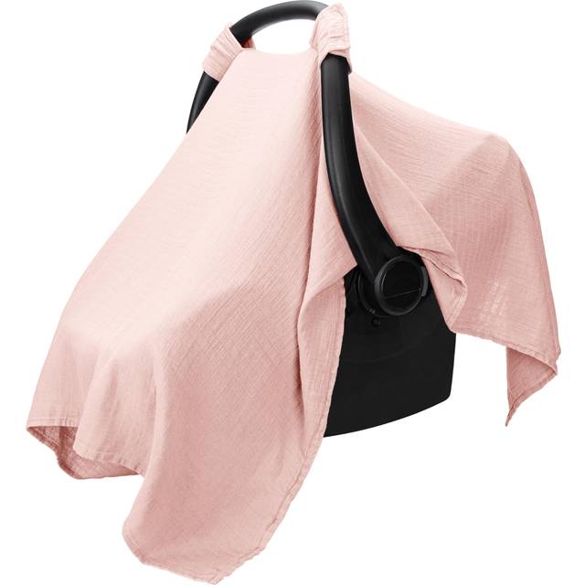 Muslin Cotton Baby Car Seat Cover, Universal Fit Carseat Canopy Covers for Babies, Girls and Boys by Comfy Cubs (Lace)
