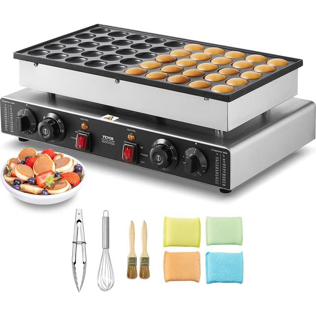 VEVOR Mini Pfannkuchen Maschine Dutch Pfannkuchenmaker 50 Stk. Edelstahl 1700W