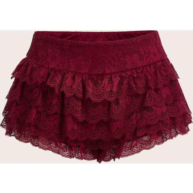 SHEIN Women&#39;s Solid Color Lace Trim Simple Casual Shorts, Everyday Leisure
