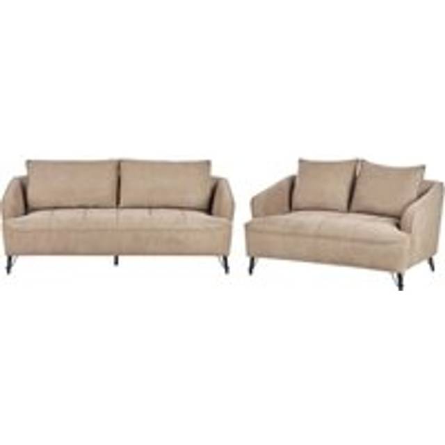 Beliani - Modern Fabric Sofa Set 2 and 3 Seater Additional Pillows Brown Hobro