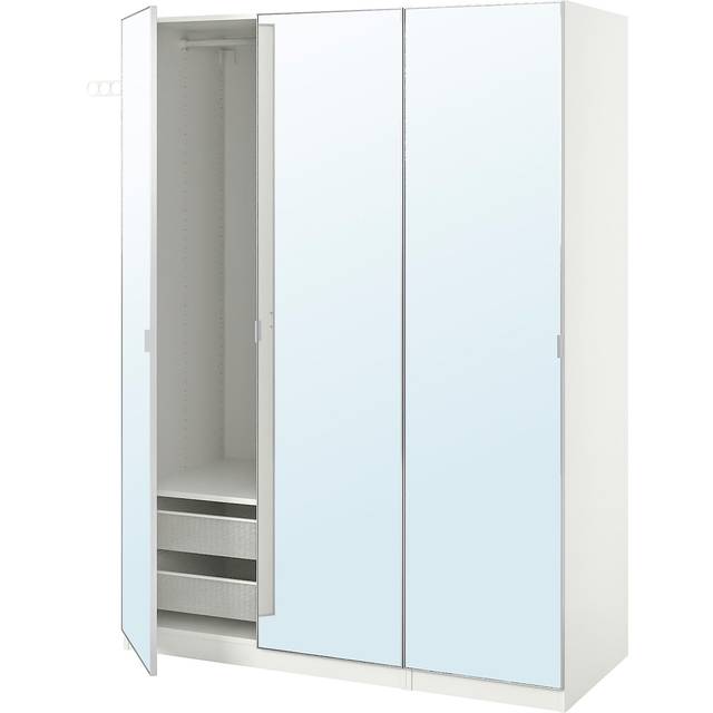 PAX / ÅHEIM garderobskombination, vit/spegelglas, 150x60x201 cm