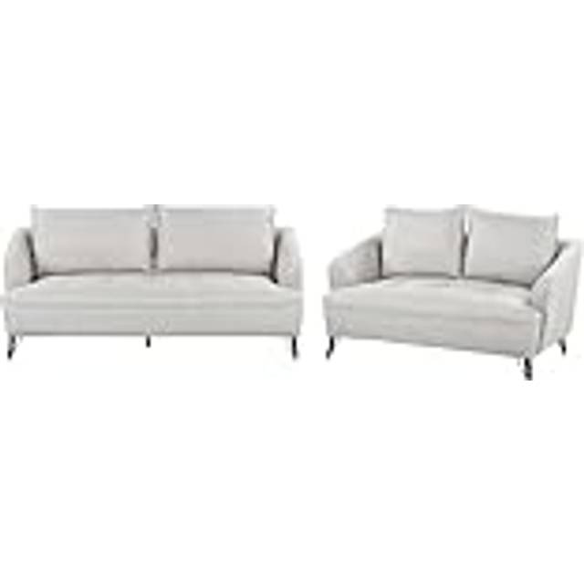 Beliani - Modern Fabric Sofa Set 2 and 3 Seater Additional Pillows Grey Hobro