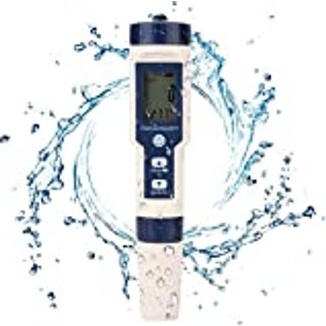 5 i 1 vattentestare Multifunktionell vattenkvalitetsprovare, digital TDS/EC/salthalt/PH/temperaturmätare för dricksvatten, pool, akvarium, akvarium, hydroponics