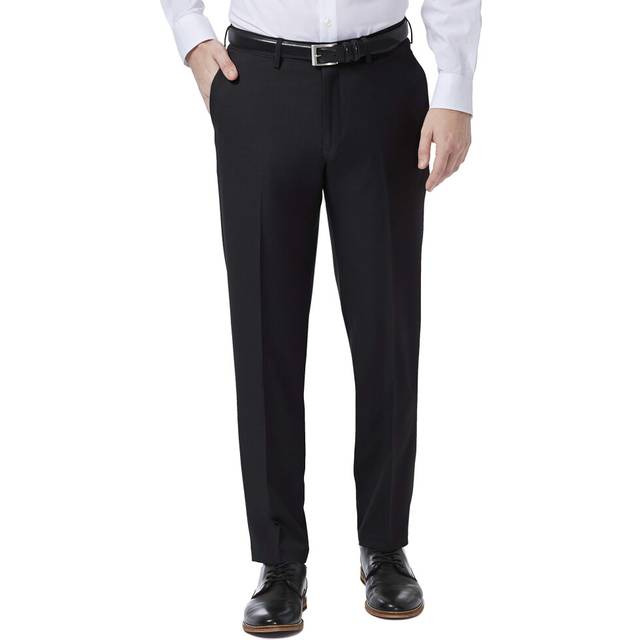 Haggar Men's Premium Comfort Slim Fit Flat Front Dress Pant Black - Size: 34W x 32L