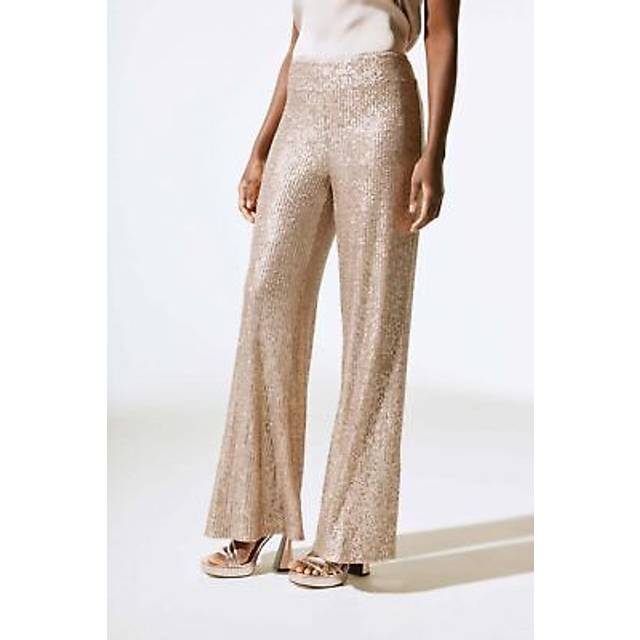 Gold Sequin Flare Leg Trousers (8)