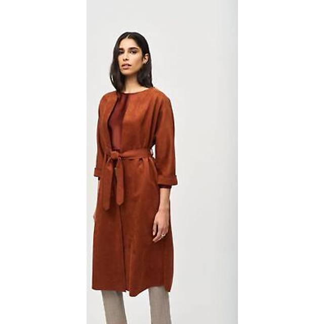 Rust Suede-Effect Longline Jacket - Brown (8)