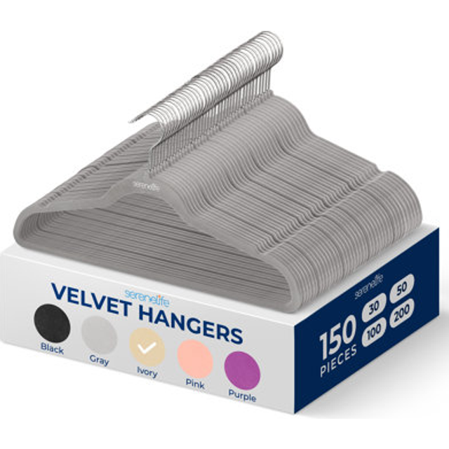 SereneLife Velvet Hangers 20 Pcs  Non Slip Heavy Duty Hanger Set with 360 Swivel Hook  Smooth Velvet Finish to Protect Fabric  L