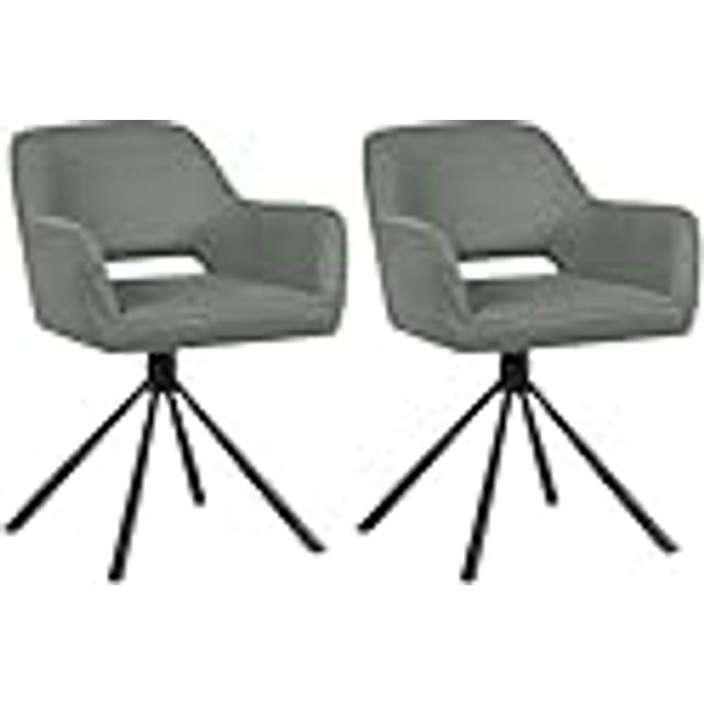 Set of 2 Dining Chairs Swivel LOURES Dark Green