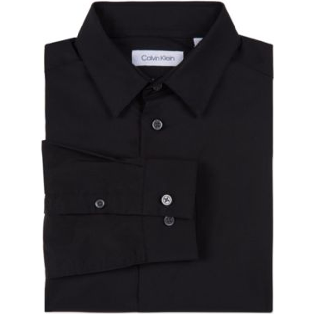 Calvin Klein Boys' Long Sleeve Slim Fit Dress Shirt  Button-down Style